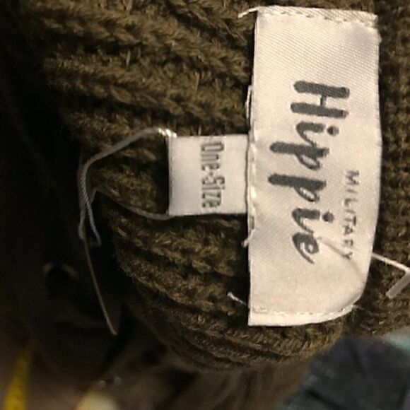 Military Hippe Lace Up V-neck Neck Green Knit Sweater one size - Picture 14 of 14